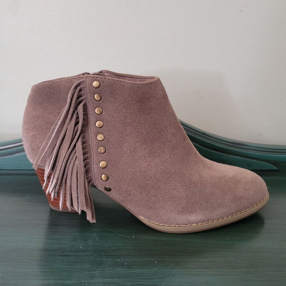 Vionic 6.5 Tan Suede Leather Booties FAROS Ankle Boots Western - Picture 4 of 8